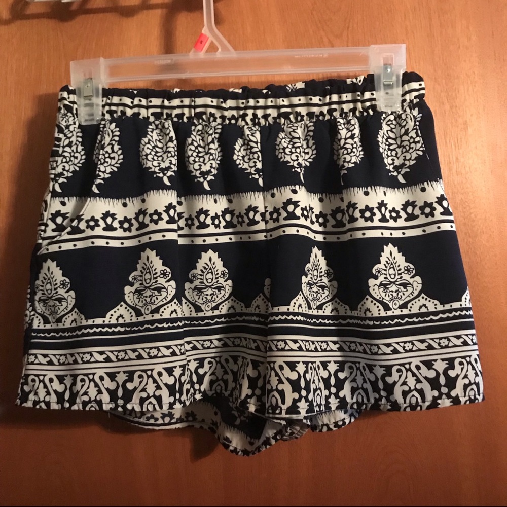 Navy Blue Pattern Soft Shorts